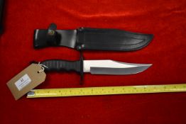 Muela Spanish Inox Hunting Knife with Synthetic Handle, and Leather Sheath, Blade Length 180mm