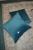 *Pair of Plush Teal Cushions