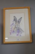Original Watercolour of a Hare by L. Cox 2015