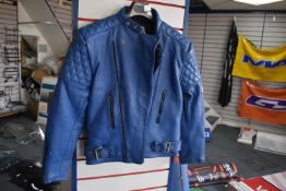 *Akito Blue Leather Motorbike Jacket Size: 38