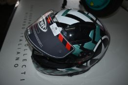 *Viper Full Face Motorbike Helmet in Green, White & Black Size: M