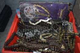 *Tray Containing Various Motorcycle Chain Links and Secondhand Chains
