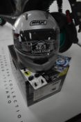 *Box Flip Front SZ1 Motorbike Helmet in Silver with Clear Visor Size: XL