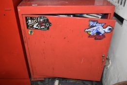 *Red Metal Tool Cabinet Containing a Large Selection of Motorcycle Workshop Manuals