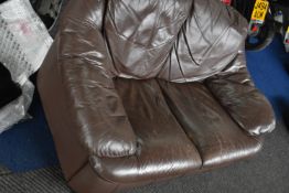 *Brown Faux Leather Two Seat Reception Sofa