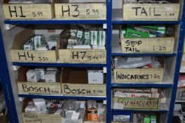 *Contents of Shelves to Include Various Headlamp, Indicator, and Taillight Bulbs