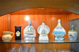 Three American Pottery Whiskey Bottles, Scotch Whi