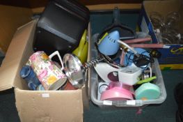 Two Boxes of Household Goods, Kitchenware, Pottery