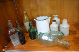 Vintage Glass and Stoneware Bottles Including Hull