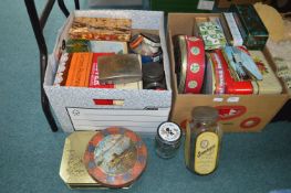 Two Boxes of Vintage Tins and Jars