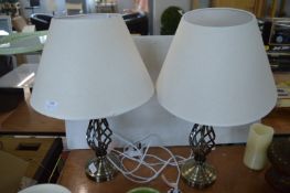 Pair of Table Lamps with Cream Shades