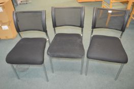 *Three Mesh Backed Chrome Framed Side Chairs