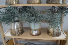 Three Glass Vase with Artificial Foliage