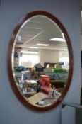Edwardian Inlaid Oval Bevelled Edge Mirror