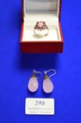 Sterling Silver Ring with Pink Stone, and Matching