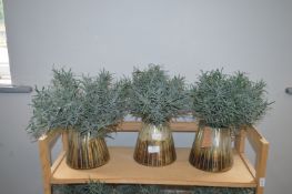 Three Glass Vase with Artificial Foliage