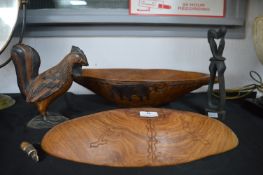 Two Carved Tribal Balls, Chicken, etc.