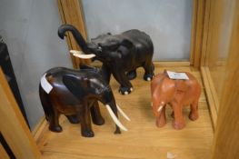 Three Wooden Elephants