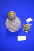 Cut Glass Scent Bottle with Hallmarked Silver Stop