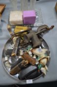 Tray Lot of Collectibles, Glassware, etc.