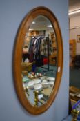 Edwardian Oak Oval Bevelled Edge Mirror