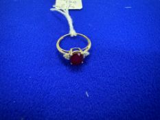 9ct Gold Ring Red Stone 2.3g