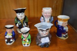 Six Small Toby Jugs