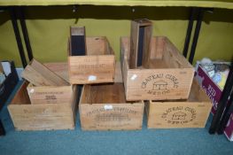 Nine Wooden Champagne Crates and Port Boxes