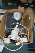 Vintage Scales, Lamps, Brass Tray, etc.
