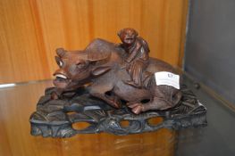 Carved Chinese Water Buffalo and Rhino