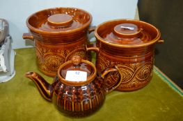 Two Pottery Containers by Orgreave, plus a Polish