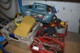 Two Trays and a Tub Containing Various Tools
