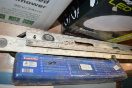 Two Spirit Levels, SDS Drill Bits, and a Crowbar