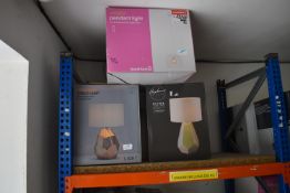 *Two Table Lamps and One Pendant Light