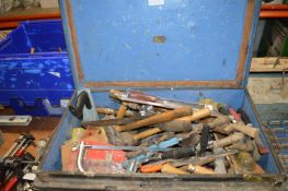 Metal Trunk Containing a Large Collection of Woodworking and Other Tools