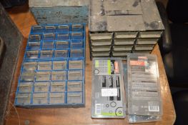 Four Trays of Assorted Washer, Jubilee Clips, etc. and Three Wall Mounted Drawers