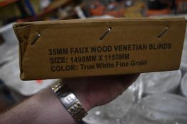 *Fifteen 35mm Faux Wood Venetian Blinds 1490x1150mm (white)