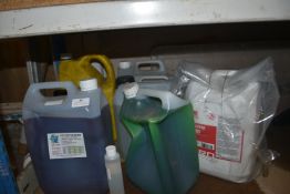 Quantity of Industrial Liquids Including Bleach, Polyester Resin, Rust Stop 200, etc.