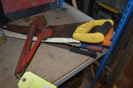 Two Stilsons, and Five Wood Saws