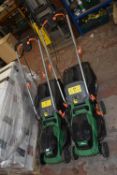 *Two Hawksmoor Electric Lawnmowers (with batteries, no charger, salvage)