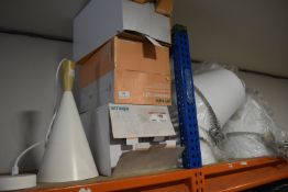 *Three White & Wood Effect Pendant Lights, and a Quantity of White Pendant Lights