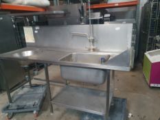 * Stainless Steel Feed Table Sink With Wash Arm, Under Shelf and Over Shelf