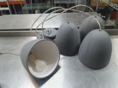 * 4 x Grey Pendant Light Fittings