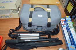 Camera Bag, Tripod, and Monopod