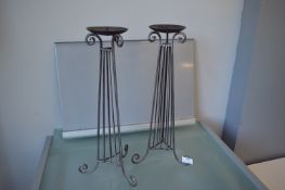 Pair of Metal Candle Stands