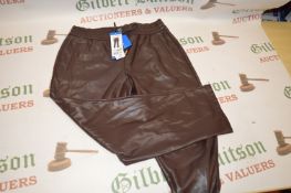 *Hilary Radley Lady’s Chocolate Leather Look Trousers Size: L