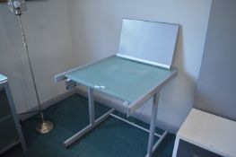 Glass Topped Metal Framed Computer Desk