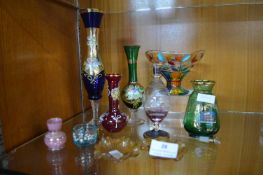 Decorative Coloured Glass Vases etc.