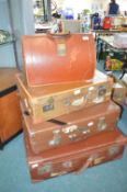 Three Vintage Travel cases and a Briefcase