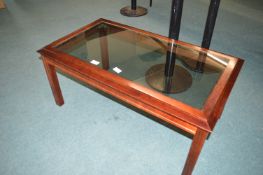 Wooden Coffee Table with Smoked Glass Top